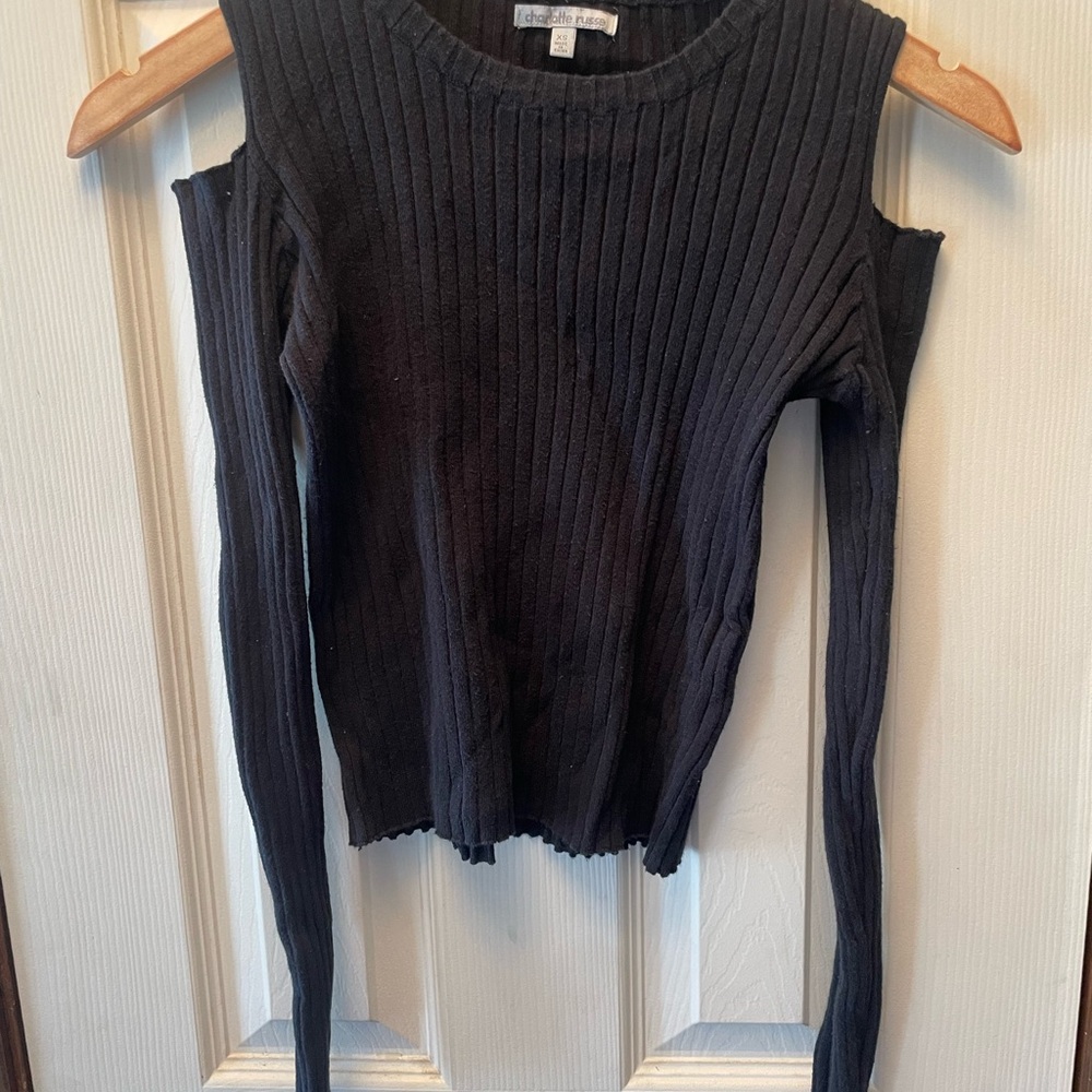 Charlotte Russe Black Cold Shoulder Sweater